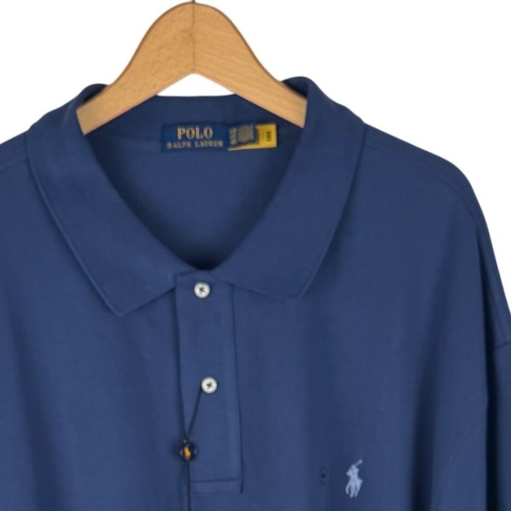 Polo Ralph Lauren Cotton Pique Short Sleeve Polo Shirt Mens 4XB Blue $125 New